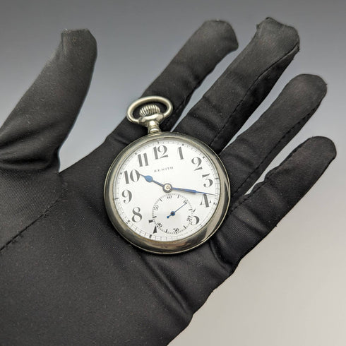 Around 1914 Antique Zenith pocket watch with alloy case works well