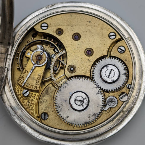 Around 1900 Antique Omega pocket watch silver side hunter case works well