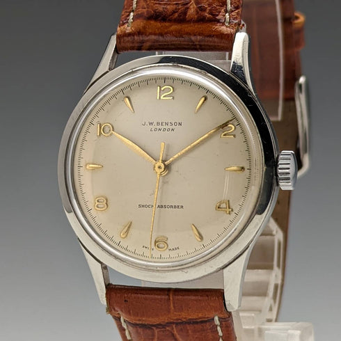 British vintage Benson mechanical wristwatch CYMA Move metal case good operation