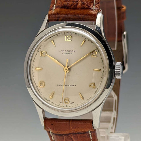 British vintage Benson mechanical wristwatch CYMA Move metal case good operation