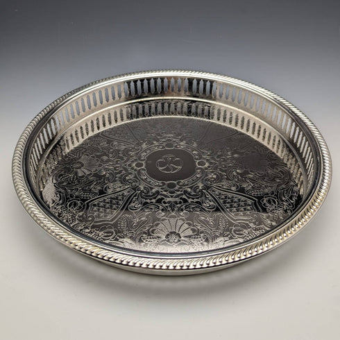 英國復古銀盤畫廊托盤直徑 28cm 紙盒裝