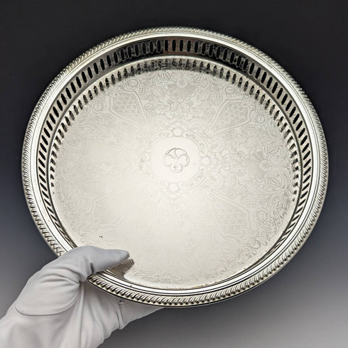 英國復古銀盤畫廊托盤直徑 28cm 紙盒裝