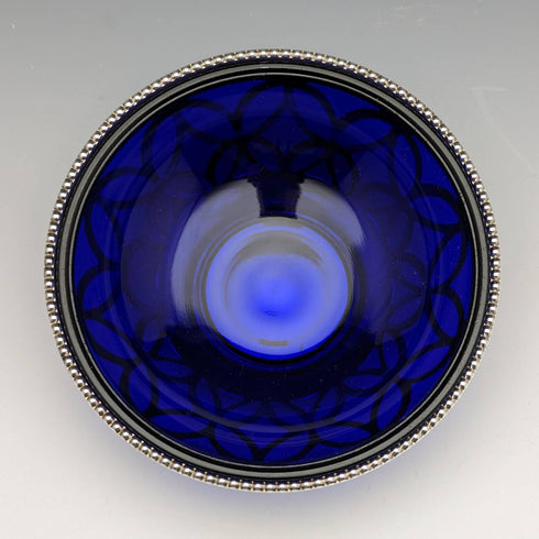 帶藍色玻璃內膽的英國復古銀盤