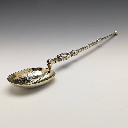 1910 British Vintage Pure Silver Large Annoting Spoon 85g Cased