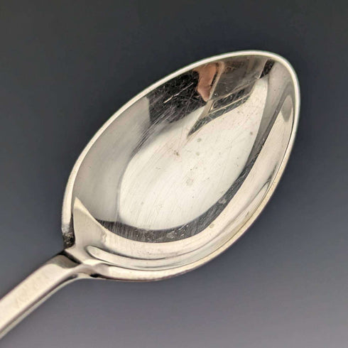 1907 British antique sterling silver teaspoon 6 & sugar tong set in case James Dixon