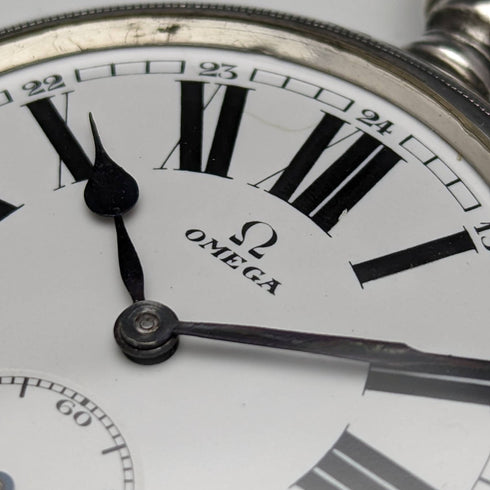 Around 1920 Antique Omega pocket watch Silver side Railroad watch Works well