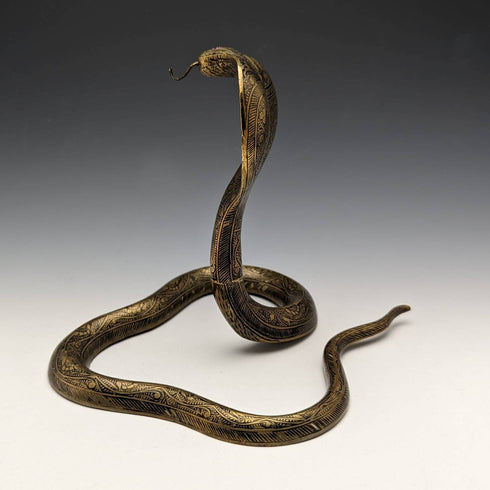 Antique Cobra Shaped Brass Pocket Watch Holder Display Stand Height 15cm