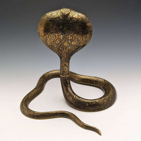 Antique Cobra Shaped Brass Pocket Watch Holder Display Stand Height 15cm