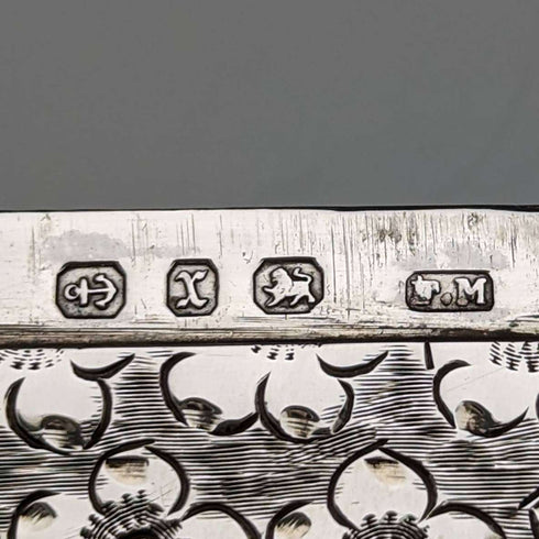 1897 British antique sterling silver card case 58g Frederick Marson
