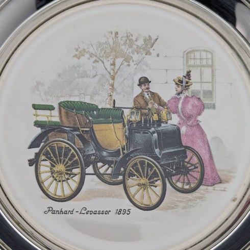 Set of 8 British Vintage Silver Plated Classic Car Printed Coasters