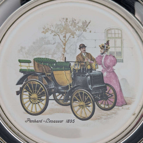 Set of 8 British Vintage Silver Plated Classic Car Printed Coasters
