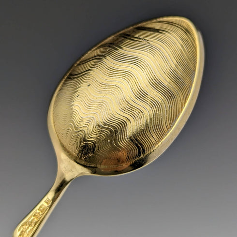 1955年 英国ヴィンテージ 純銀製ティースプーン6本セット エナメル装飾 ケース入り