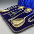 Around 1890 English antique silver plate fruit & nuts set in case