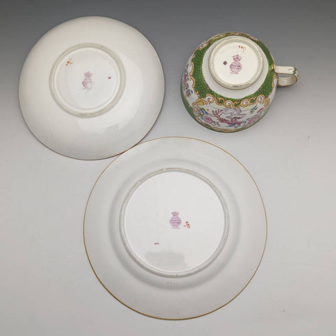 20世紀前半 英国ミントン ティーカップトリオ コカトリス グリーン