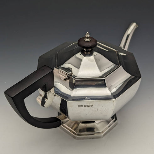 1918年 英国アンティーク 純銀製 大型ティーポット 731g Walker and Hall