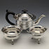 1905 British Antique Pure Silver (925 Silver) Bachelor Teapot 3 Piece Set Total 500g Charles Boyton