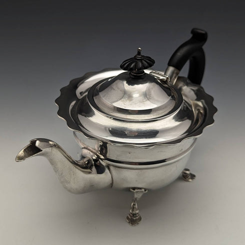 1905 British Antique Pure Silver (925 Silver) Bachelor Teapot 3 Piece Set Total 500g Charles Boyton
