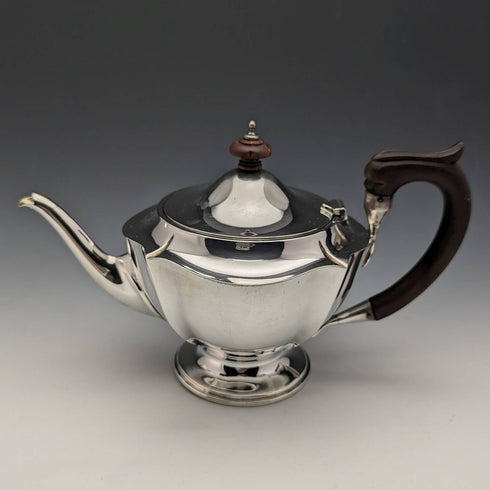 1917年 英国アンティーク 純銀(925シルバー) バチェラーティーポット3点セット 計606g Henry Matthews