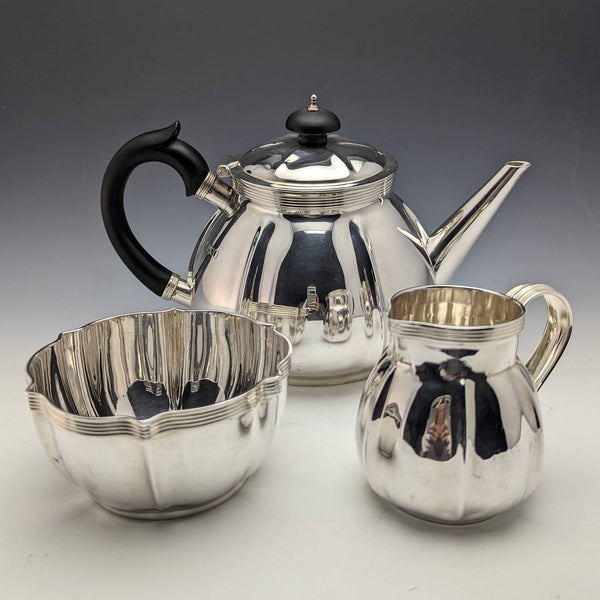 1906 British Antique Pure Silver (925 Silver) Teapot 3 Piece Set Total 783g Edward Barnard