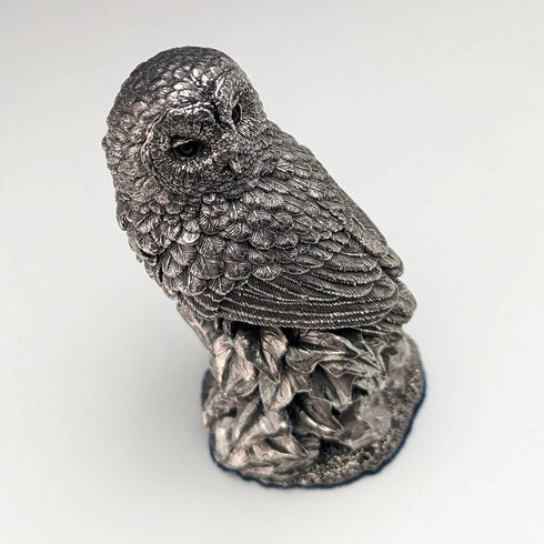 英國鄉村藝術家純銀雕塑貓頭鷹小雕像 78 克