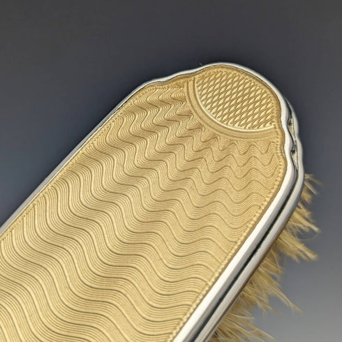 1939 British Vintage Sterling Silver Handle Brush Set of 3 with Enamel Decoration