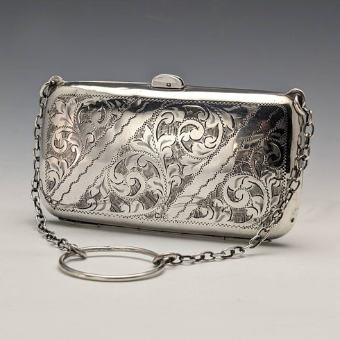 1919 British antique coin purse with sterling silver chain