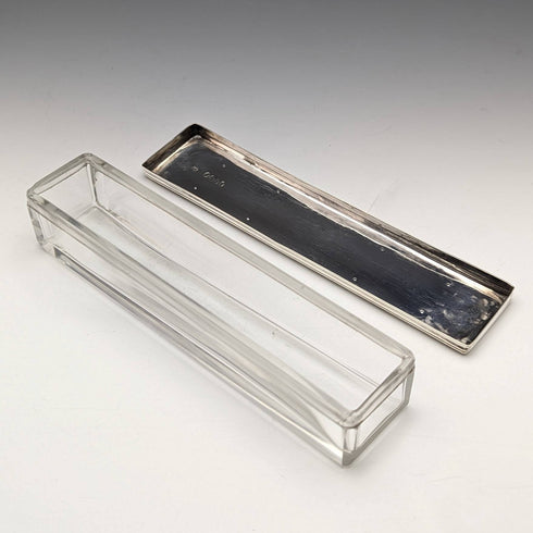 1863 British Antique Sterling Silver Lid Glass Vessel Set of 3 Pittway Brothers