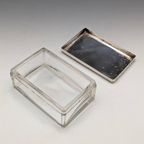 1863 British Antique Sterling Silver Lid Glass Vessel Set of 3 Pittway Brothers