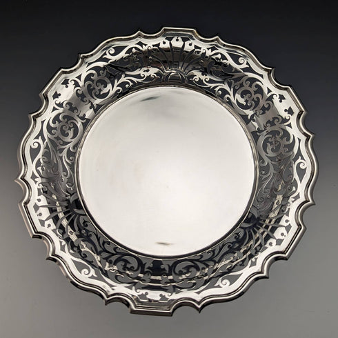 1908年 英国アンティーク 純銀製コンポート 527g Walker and Hall