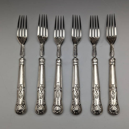 1856年 英国アンティーク 純銀製カトラリー6ペアセット 箱入り Harrison Brothers