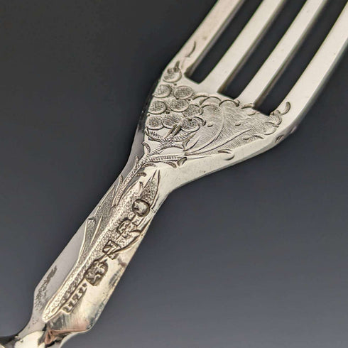 1856 British antique sterling silver cutlery 6 pair set boxed Harrison Brothers