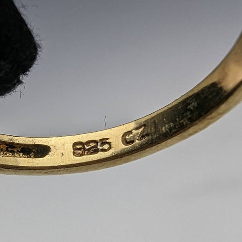 ヴィンテージ ジュエリー 2色ストーン ゴールドトーン スターリングシルバーリング(12号)指輪