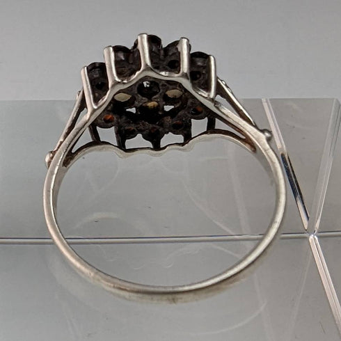 英国ヴィンテージ ジュエリー ガーネット&パール スターリングシルバーリング