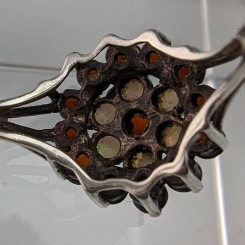 英国ヴィンテージ ジュエリー ガーネット&パール スターリングシルバーリング