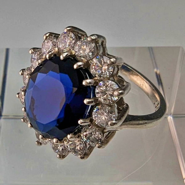 vintage jewelry blue stone sterling silver ring