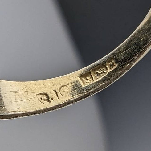 英国ヴィンテージ ジュエリーエメラルド&ダイヤ スターリングシルバーリング