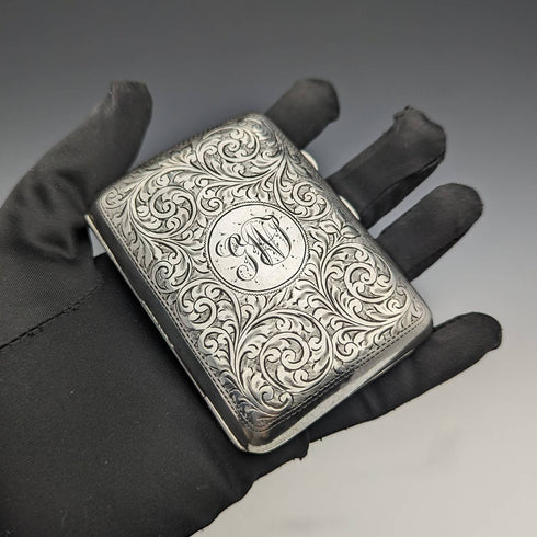 1915年 英国アンティーク 純銀製シガレットケース 70g Joseph Gloster
