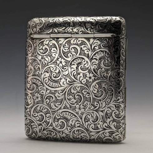 1912年 英国アンティーク 純銀製 ダブルヒンジ シガレットケース 78g Smith and Bartlam