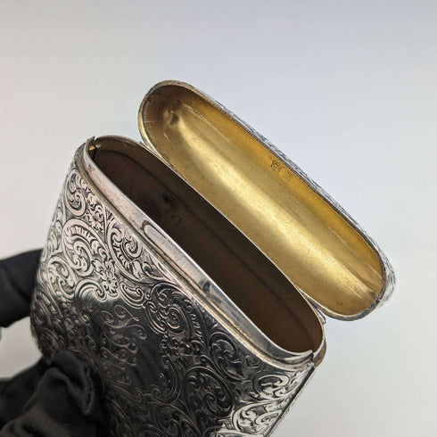 1912年 英国アンティーク 純銀製 ダブルヒンジ シガレットケース 78g Smith and Bartlam