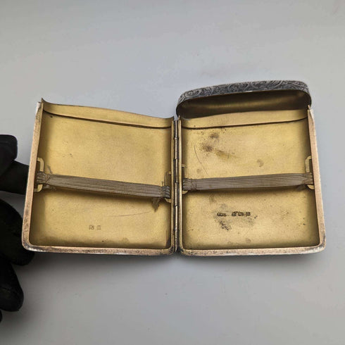 1912年 英国アンティーク 純銀製 ダブルヒンジ シガレットケース 78g Smith and Bartlam