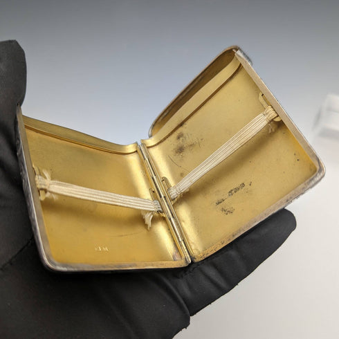 1912年 英国アンティーク 純銀製 ダブルヒンジ シガレットケース 78g Smith and Bartlam