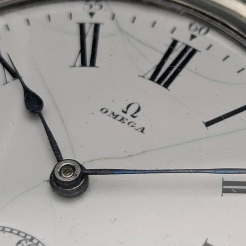 Around 1910 Antique Omega pocket watch Flower engraving Silver side hunter case Works well