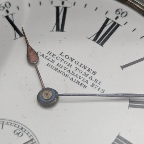 Around 1902 Antique Longines pocket watch Art Nouveau engraving Hunter case on silver side Works well