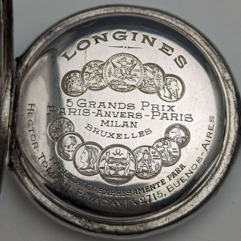 1902年頃 アンティーク ロンジン 懐中時計 アール・ヌーヴォー彫刻 銀側ハンターケース 動作良好