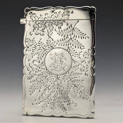 1888 British antique sterling silver card case 48g Frederick Marson