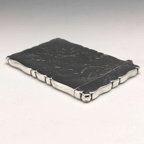 1888 British antique sterling silver card case 48g Frederick Marson