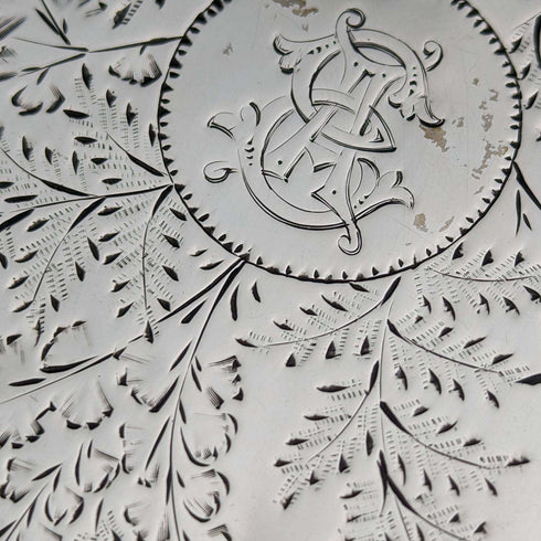 1888 British antique sterling silver card case 48g Frederick Marson