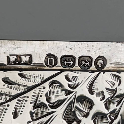 1888 British antique sterling silver card case 48g Frederick Marson