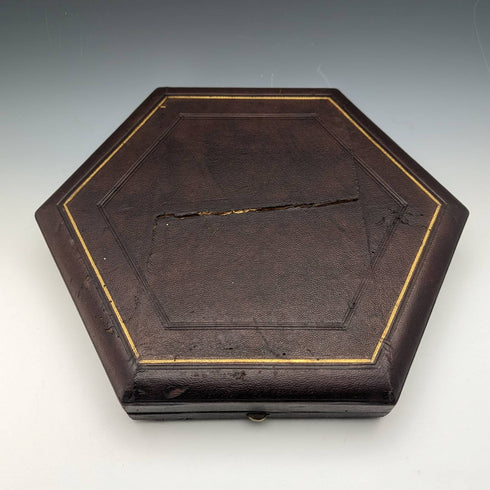 British antique silver plate salt dish & spoon 6 pair set in case