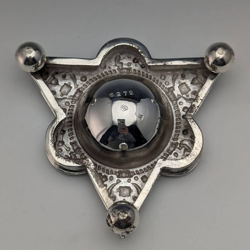 British antique silver plate salt dish & spoon 6 pair set in case